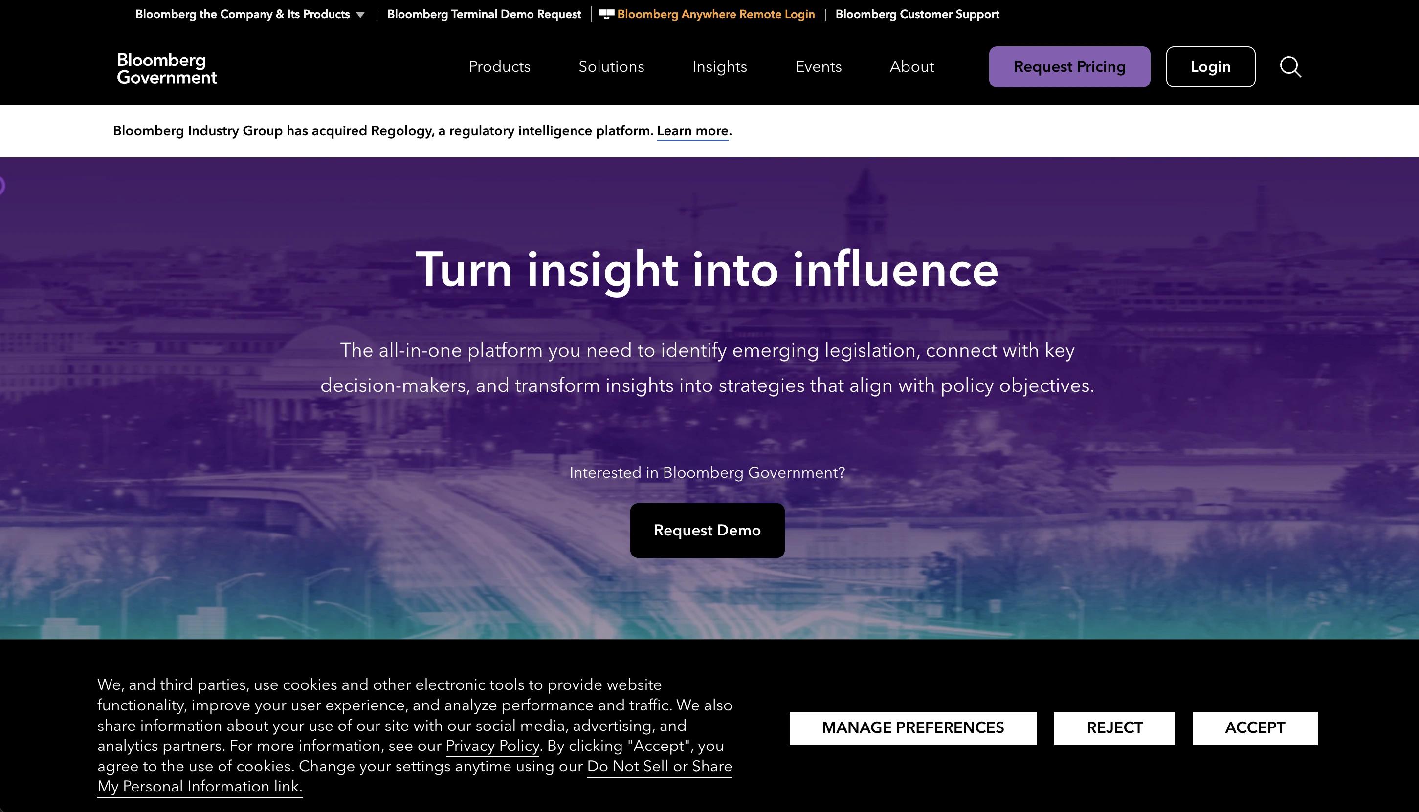 Bloomberg Government platform screenshot