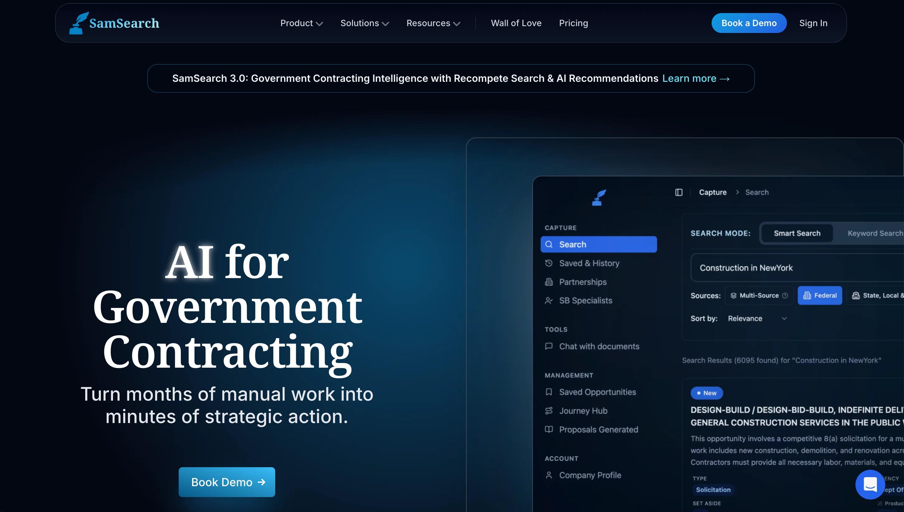 SamSearch platform screenshot