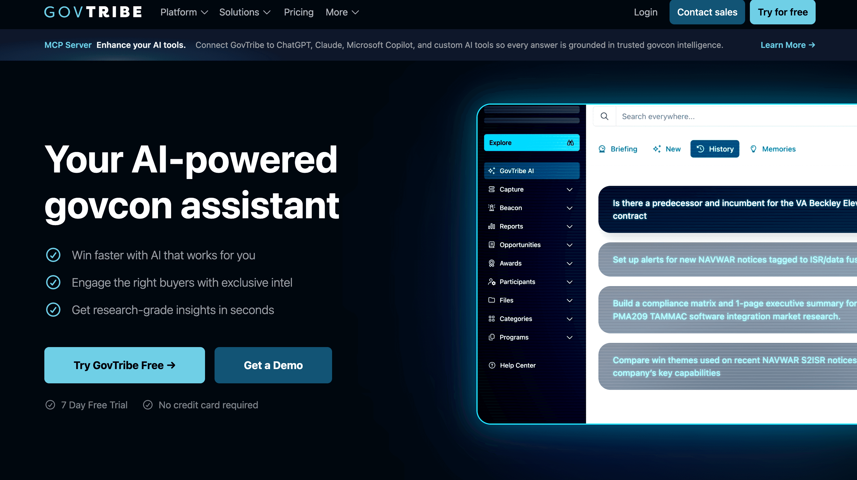 GovTribe platform screenshot
